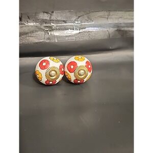 Set Of Ceramic & Brass‎ Handle Pull Door Cabinet Wardrobe Shabby Chic Farmhouse